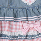 Gingham & Denim Ruffled Skirt