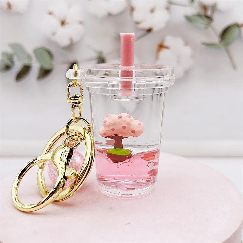 Cherry Blossom Tree Glitter Keychain