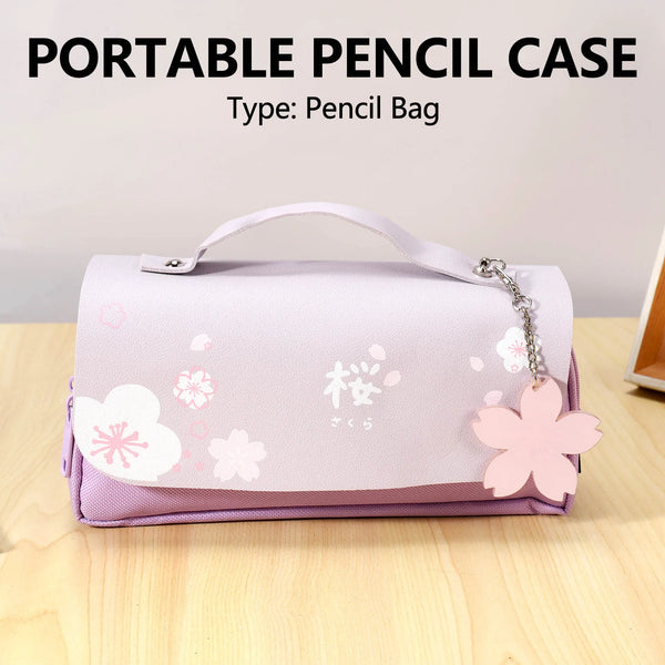 Kawaii Cherry blossom Pencil Case  Leather pencil case, Pencil bags, Pen  case