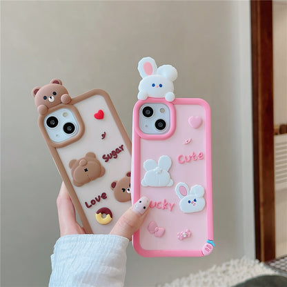 Kawaii Bear & Bunny iPhone Cases