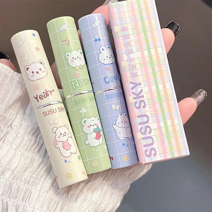 Kawaii SUSU SKY Moisturizing Lipstick held in a woman's hand 