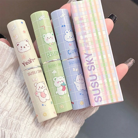 Kawaii SUSU SKY Moisturizing Lipstick held in a woman's hand 