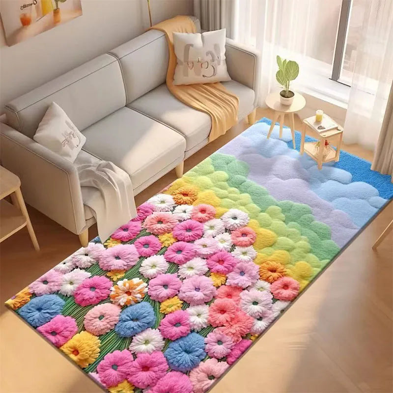 Vibrant Plush Flowers Rug