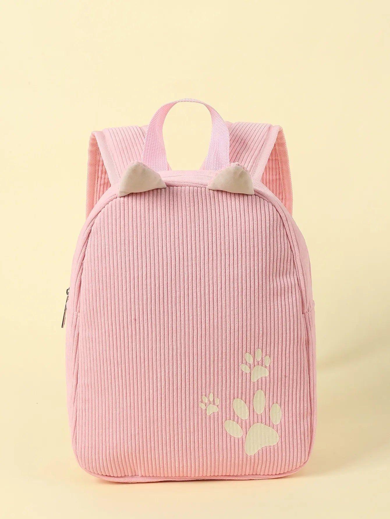 Pink Corduroy Cat Kids Backpack