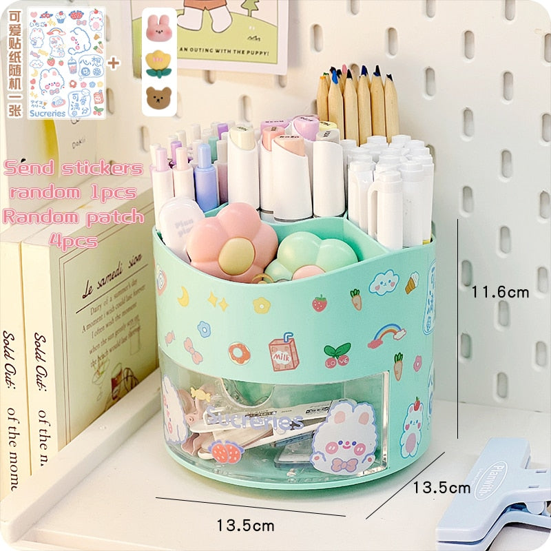 Kawaii Rotating Pen Holder in Green