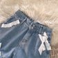 Jean Shorts With Lace Trim