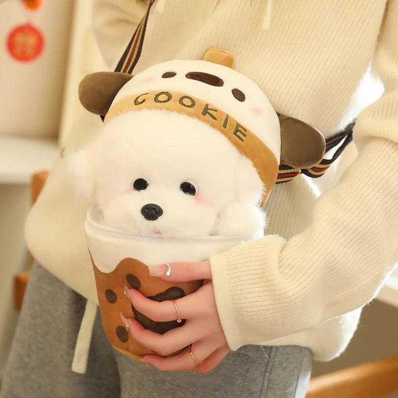 Kawaii Surprise Puppy Drink Plushie Bag