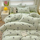 Kawaii green, white and black bow checkered Gingham Bedding Set.