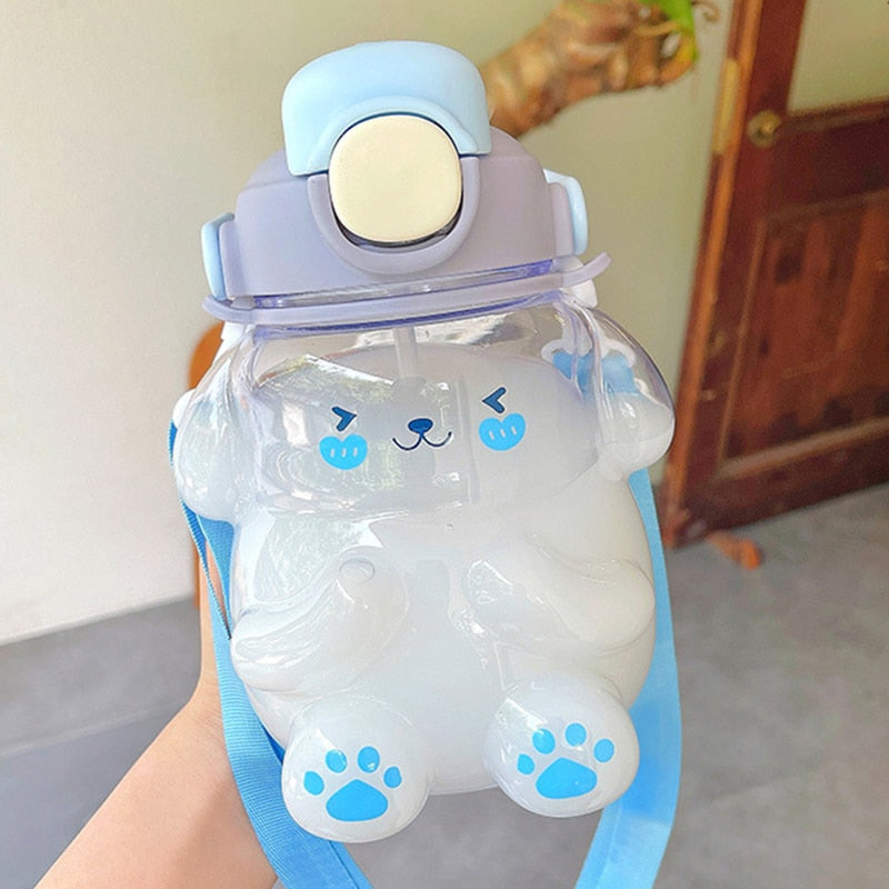 Kawaii Clear Bunny Water Bottle in Blue