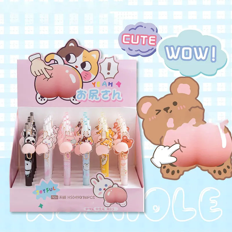 Kawaii Animal Soft Booty Gel Pens