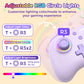 Gaming controller with RGB circle lights and instructions on how to adjust light color, mode, and brightness.