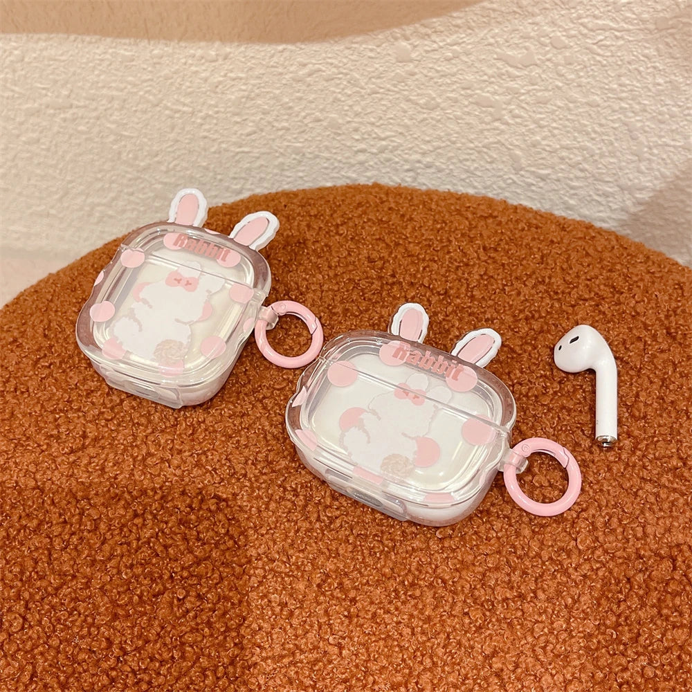 Kawaii Bunny Ears Transparent AirPods Case