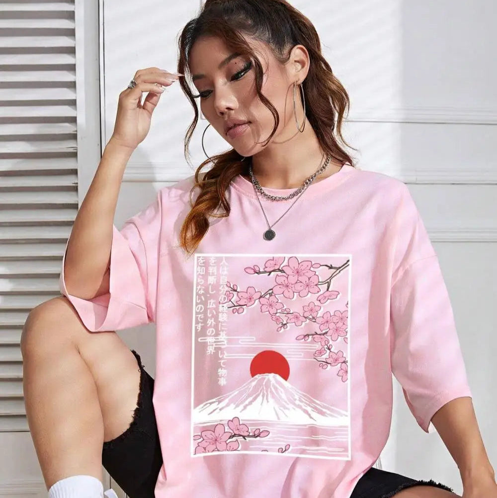 Pink Sakura Mount Fuji T-Shirt