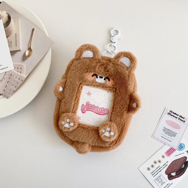 Kawaii Brown Bear Photocard Pouch Keychain