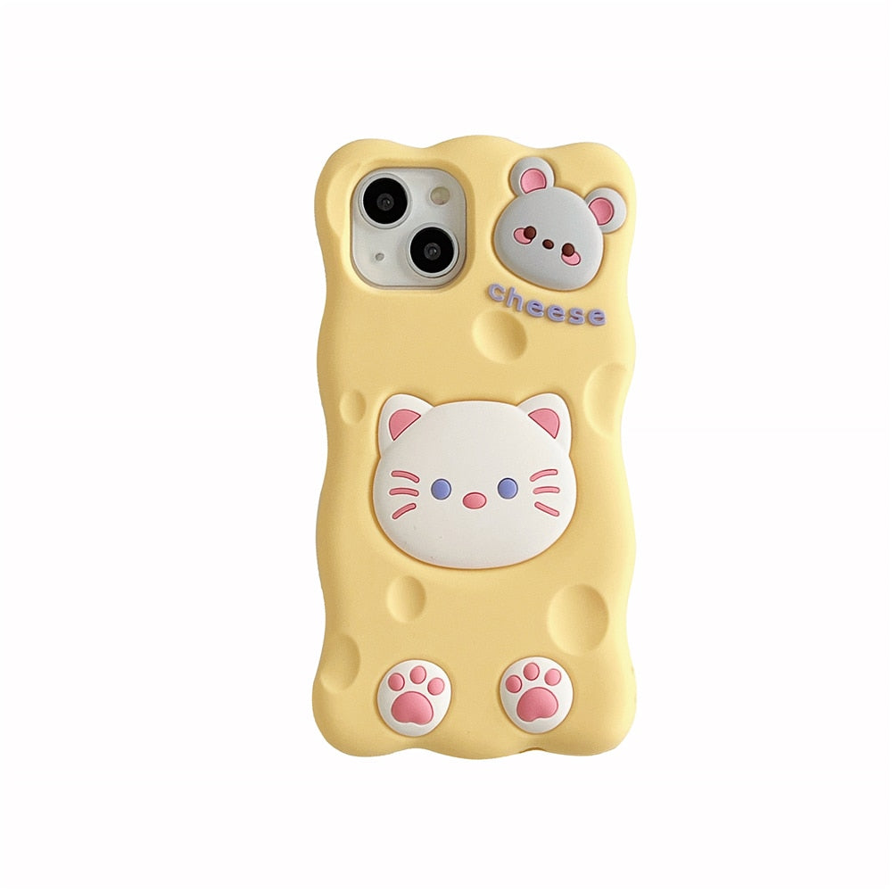 Kawaii Cheese Cat & Mouse iPhone Cover