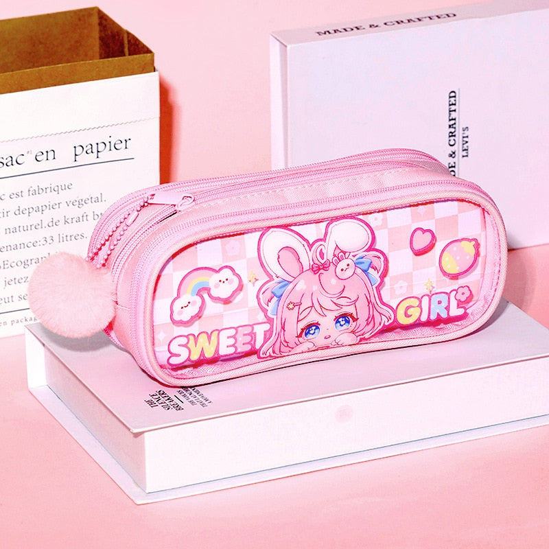 Kawaii Pink Sassy Bunny Pencil Case