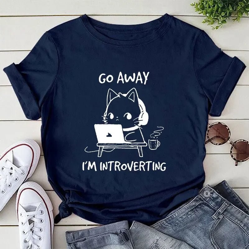 "Go Away I'm Introverting" Cat T-Shirt