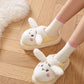 Model Wearing White and Yellow Kawaii Plush Bunny Platform Slides