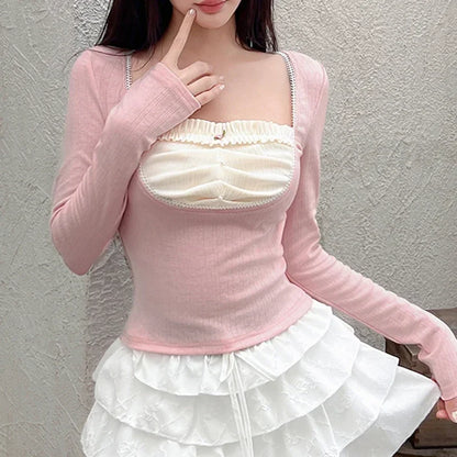 Pink and White Sweet Coquette Top