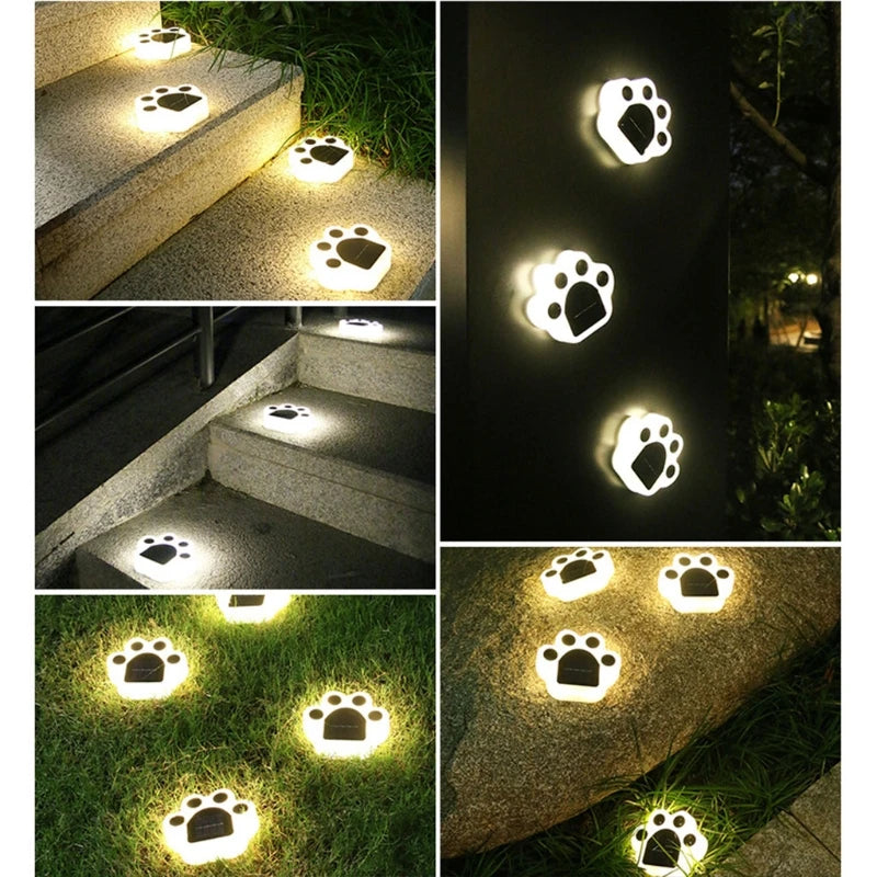 Outdoor Solar Powered Cat Paw Lights