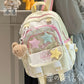 Kawaii backpack with multiple pockets  is being held by a person
