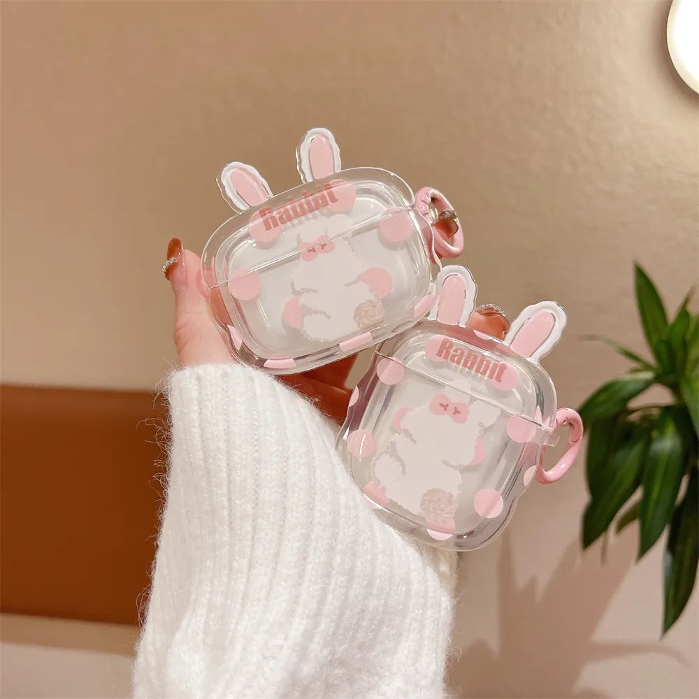 Kawaii Bunny Ears Transparent AirPods Case