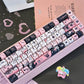 this image is displaying the Kawaii Creepy Cuties Keyboard Keycaps from a distance looking at the overall keyboard and the keycap designs.
