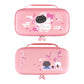 Two pink cases with cartoon cat designs on a white background
