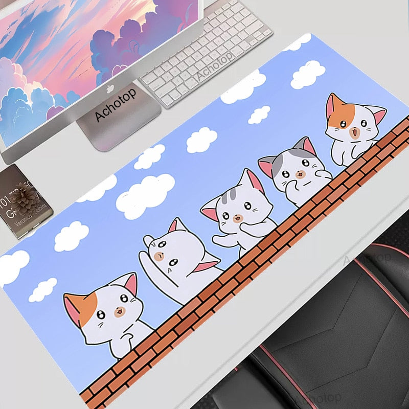 Kawaii Brick Kitties Desk Pad