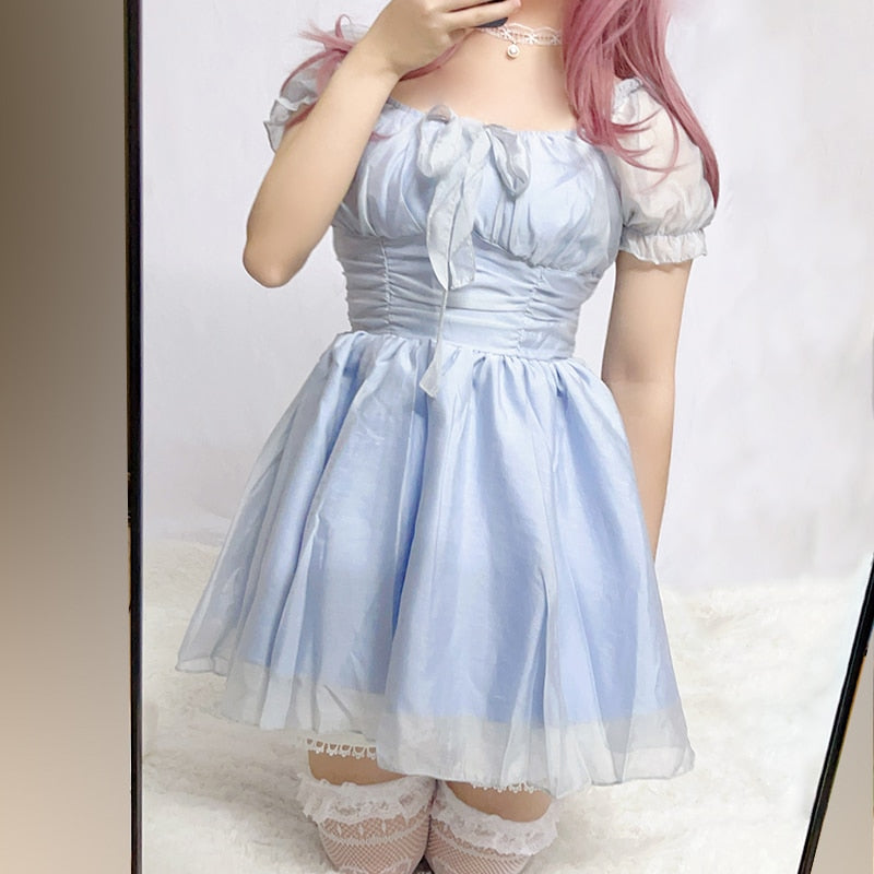Kawaii Puff Sleeve Mini Dress