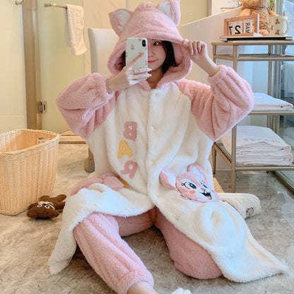 Cute Hooded Robe Winter Pajamas