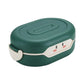 Green rectangular container with cartoon face on a white background