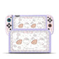 Nintendo Switch with a decorative case featuring kawaii characters on a white background
