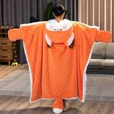 Kawaii Cartoon Red Fox Hooded Blanket Pajamas