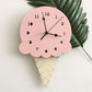 Kawaii Pink Ice Cream Cone Wall Clock