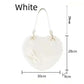 White handbag with dimensions labeled on a white background