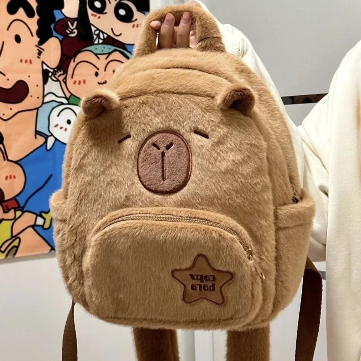 Shafaja Capybara rugzak, Capybara-geschenken, schooltas met sticker en sleutelhanger, Stijl-18, L Shafaja Capybara rugzak, Capybara-geschenken, schooltas met sticker en sleutelhanger, Stijl-18, L