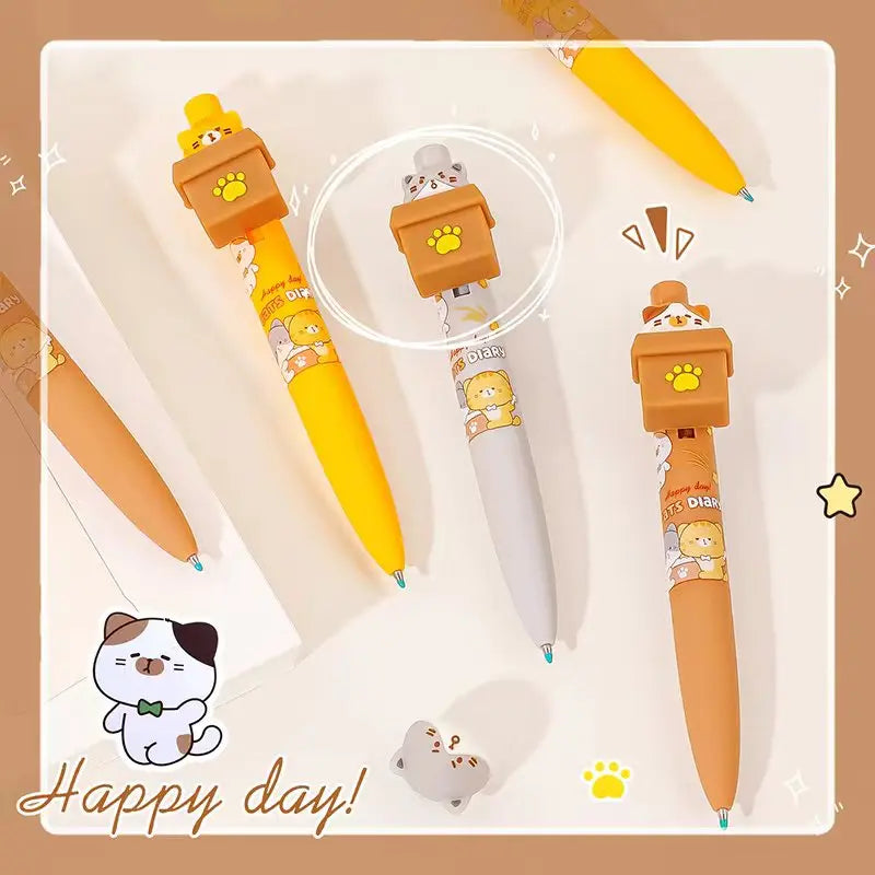 Kawaii Peek-a-Boo Cat Pens, positioned in front of a white background.