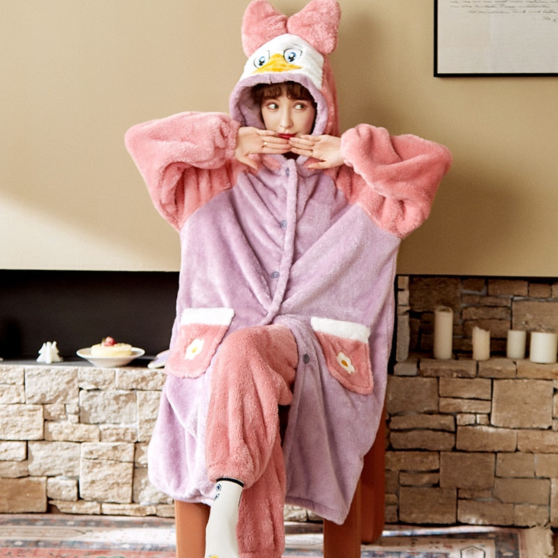 Cute Hooded Robe Winter Pajamas