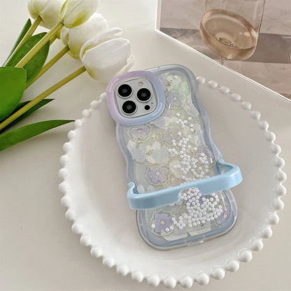 Kawaii Flower Pearl Quicksand iPhone Case