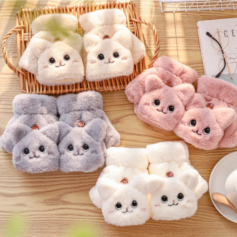 Kawaii Cat Plush Mittens