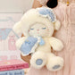 Person holding a lamb plushie