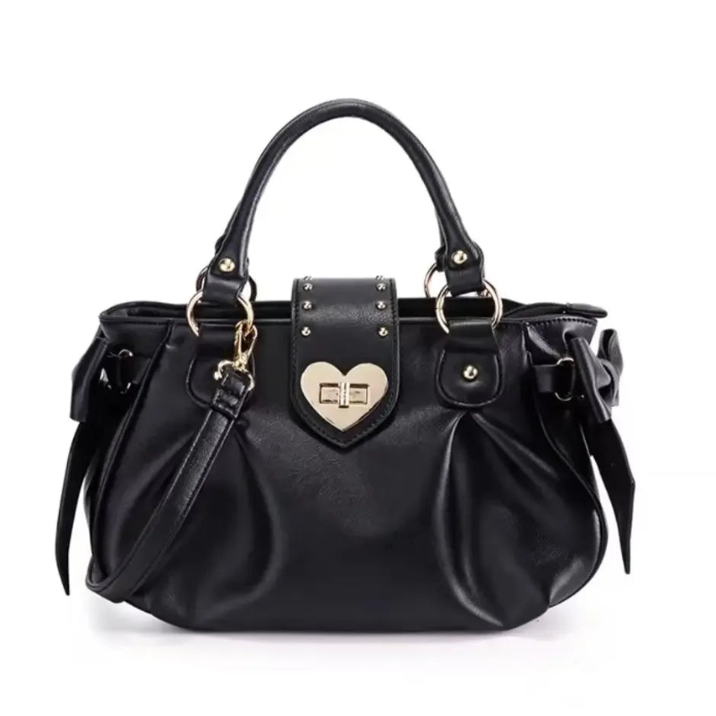 Kawaii Sweet Heart Lock Bag black
