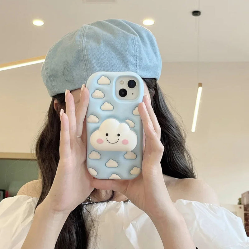 Rear view of a Kawaii iPhone case  with a woman 