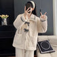 Kawaii White & Black Pajamas with woman taking selfie while standing up