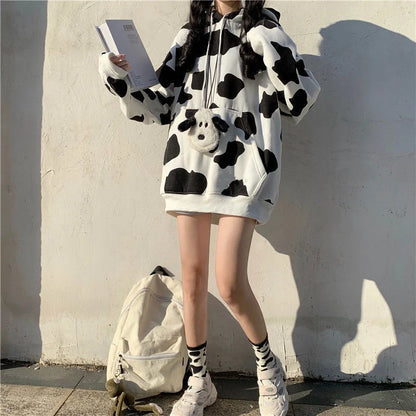 Cute Cow Pattern Print Hoodie