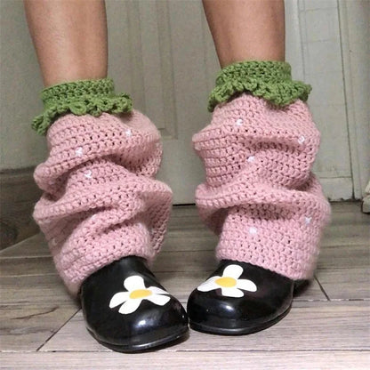 Strawberry Knit Leg Warmers