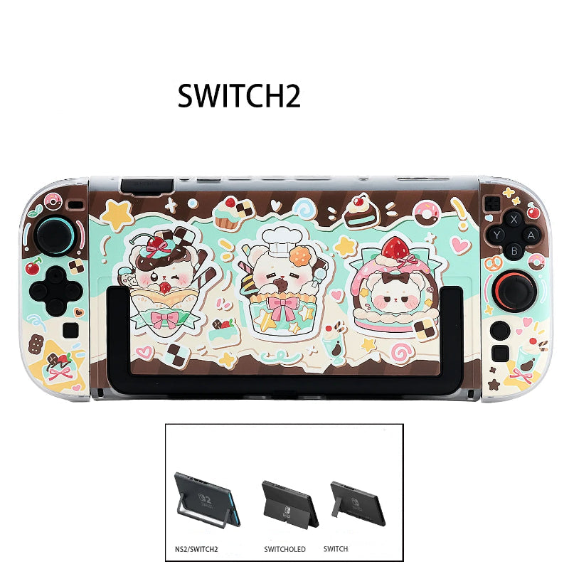 Gaming console with kawaii character design on a white background