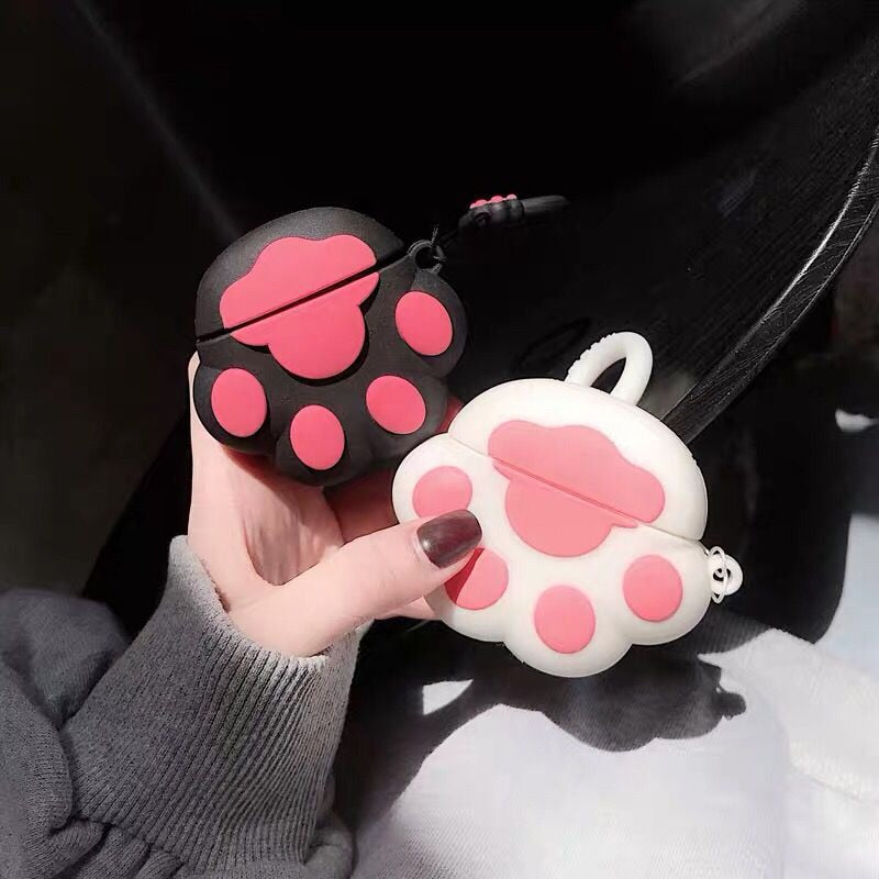 Kawaii Black and White Cat Paw Airpods Cases