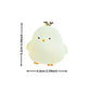 Small plush toy resembling a chick with measurements on a white background
